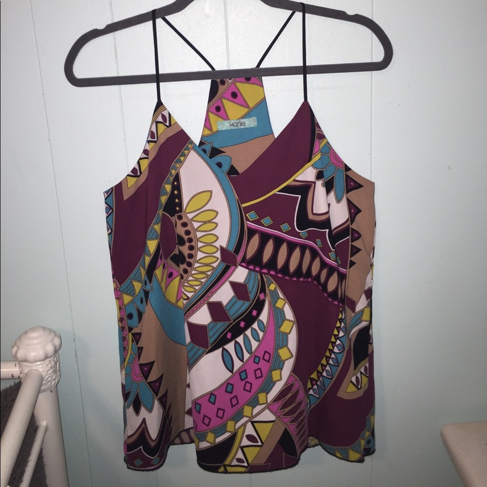 LIVELY PRINT DRESSY V NECK TANK TOP