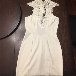 White lace detail open back dress!