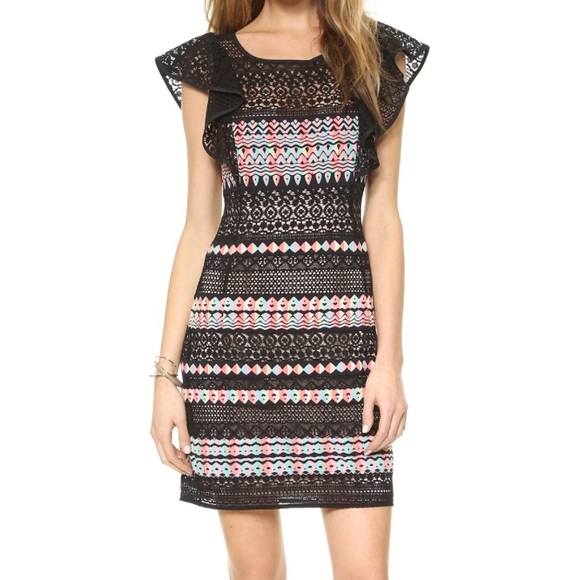 BCBG Black Roxine  Flutter Sleeve Derby Dress NWT - Picture 1 of 4