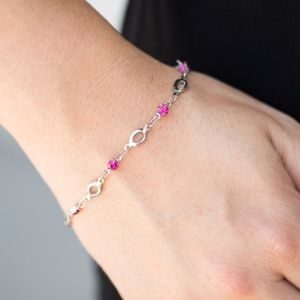 Plus size pink rhinestone & silver bracelet Valentines Day 🥰