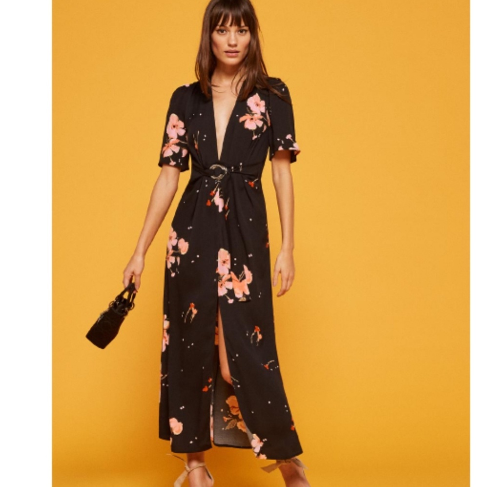 Reformation Melanie Dress - Verbena and black