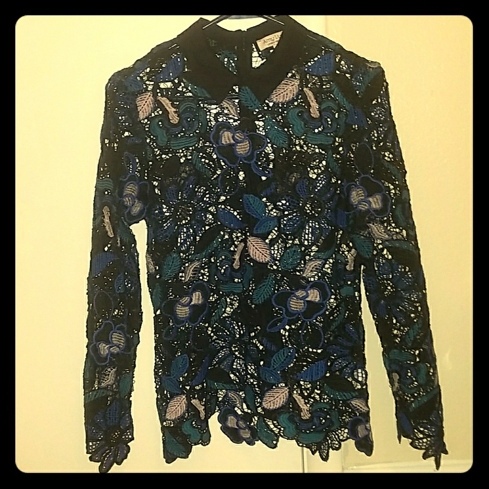 Blue and Black floral top