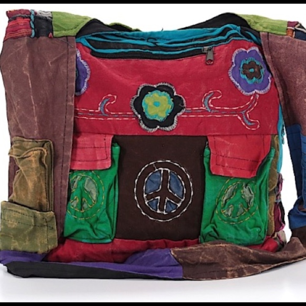 Boho Crossbody Bag (colorful, peace, hippie)