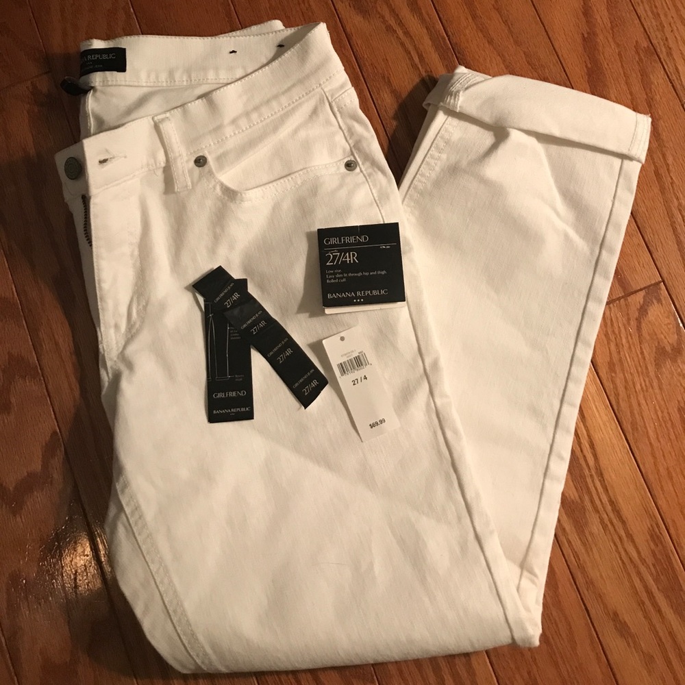 NWT banana republic white girlfriend jeans