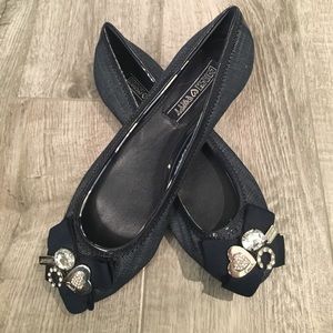 Never worn!  Coach Poppy Denim Flats