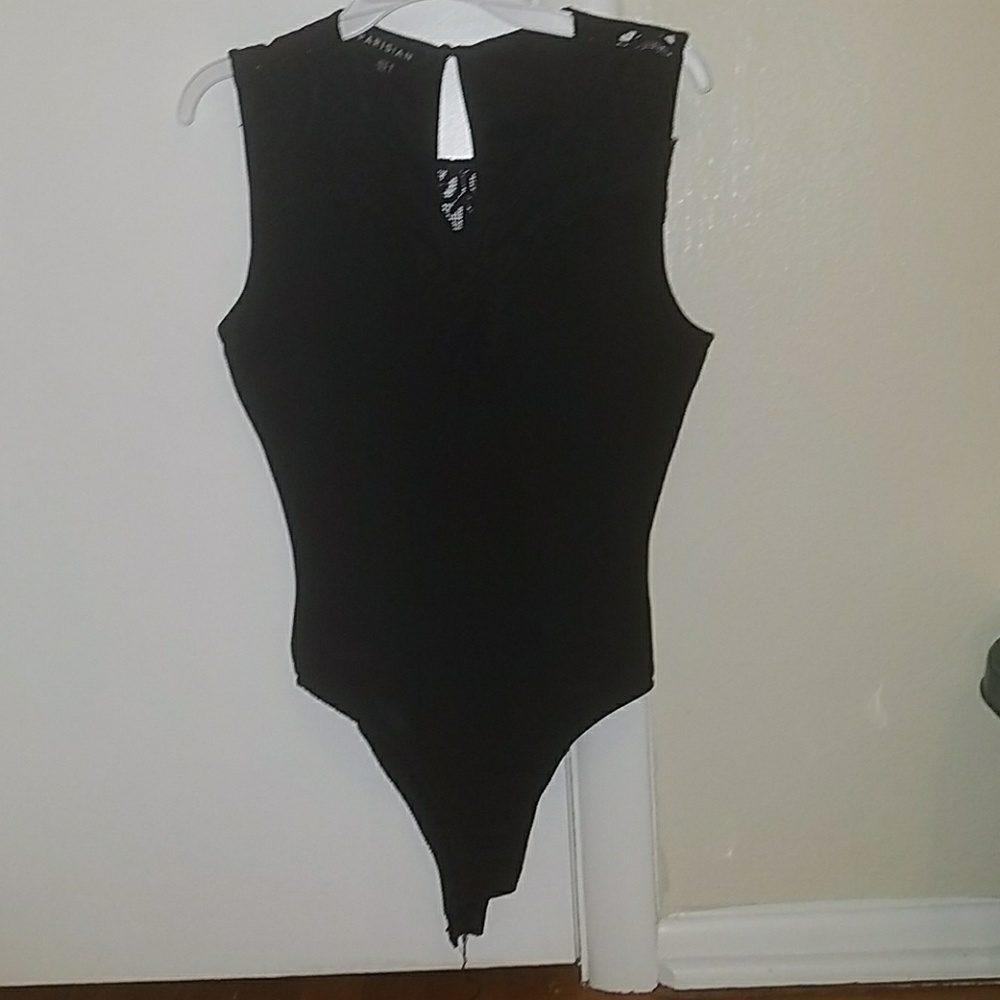 Black bodysuit with lacy top