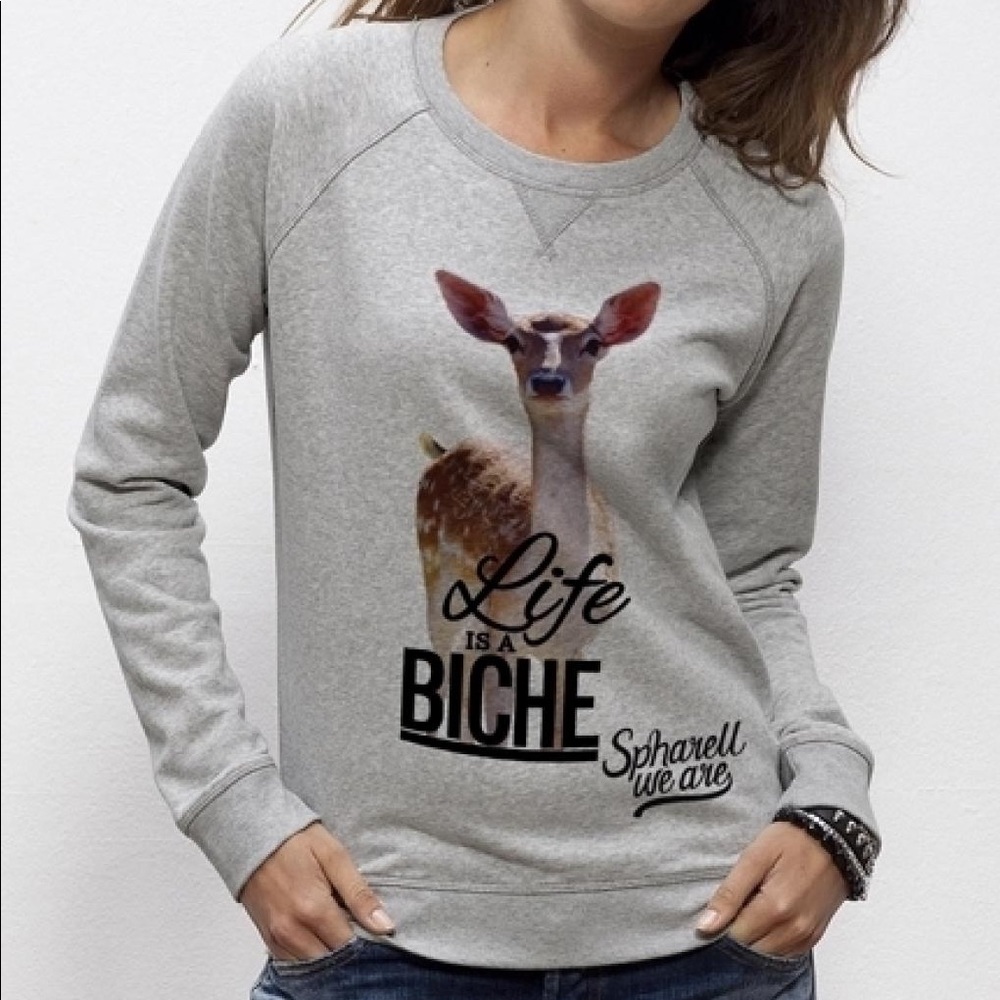 NWT Life is a bitch (french) grey sweater crewneck