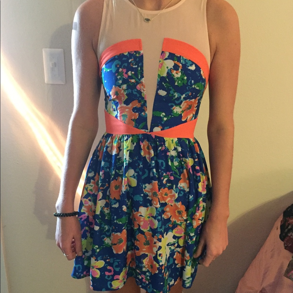Multicolored floral flowy dress