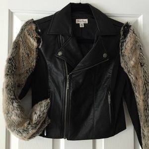 Faux fur leather jacket, almost brand new!