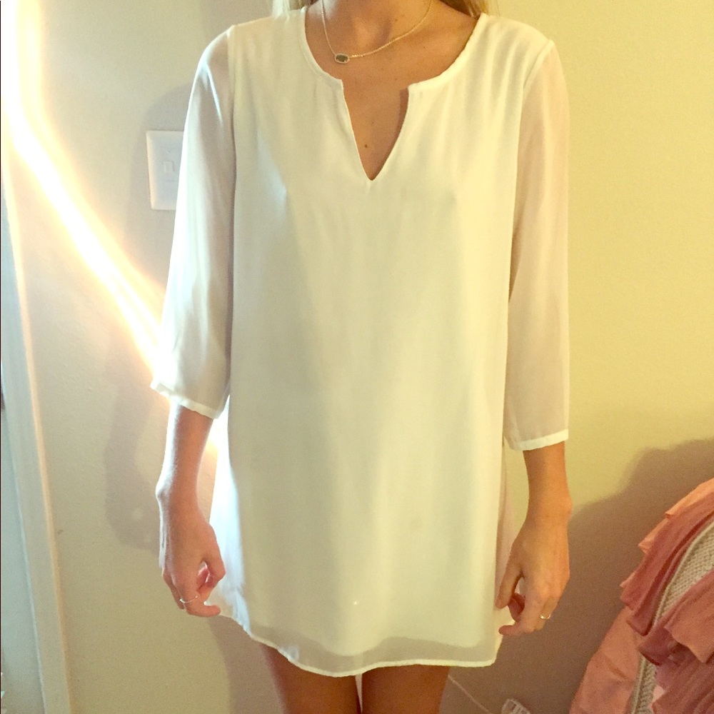 White tunic flowy dress