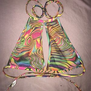 Iheartraves acid print key hole halter