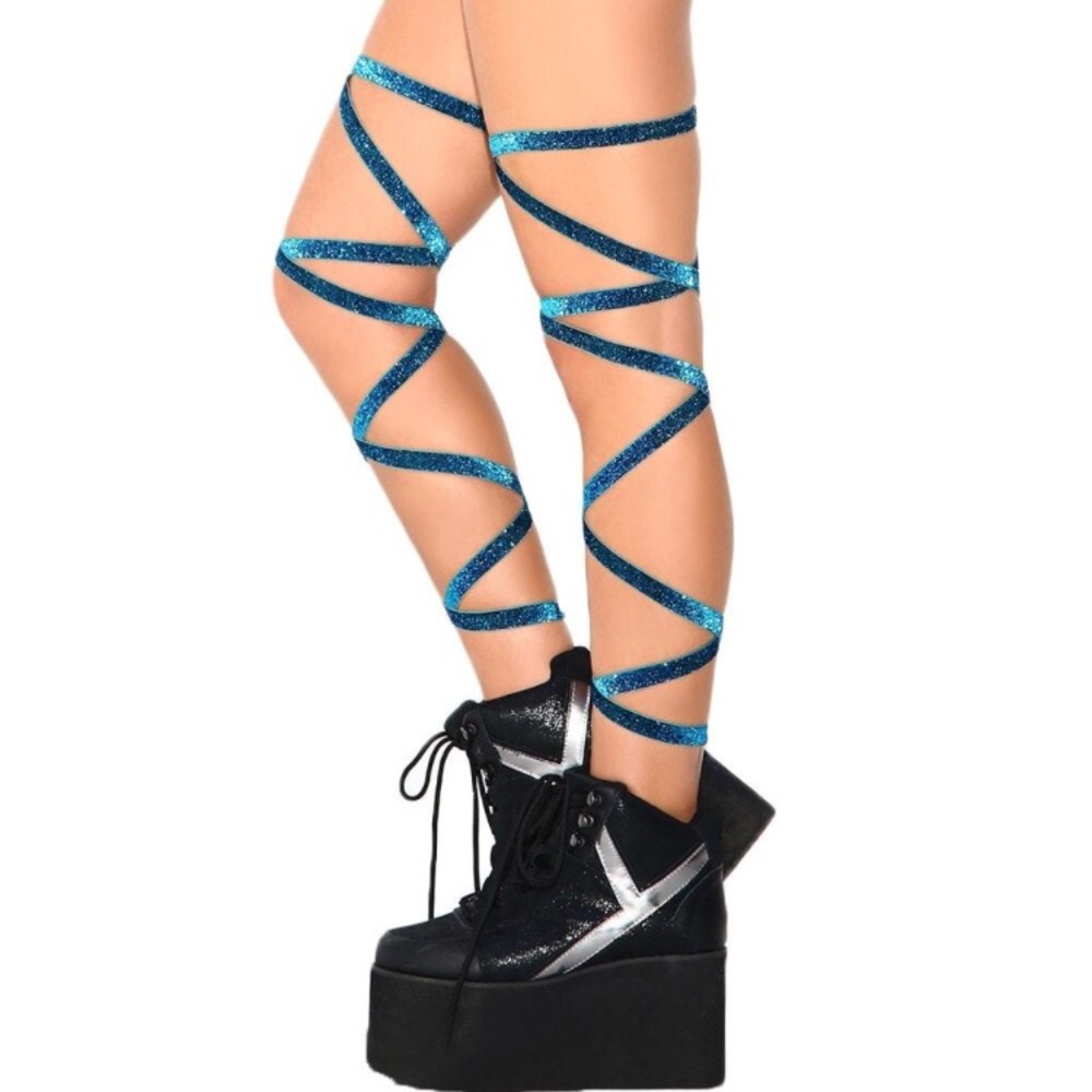 Iheartraves sparkle turquoise leg wraps