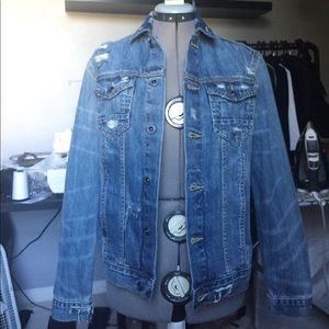 Calvin Klein Jeans Distressed Denim Trucker Jacket