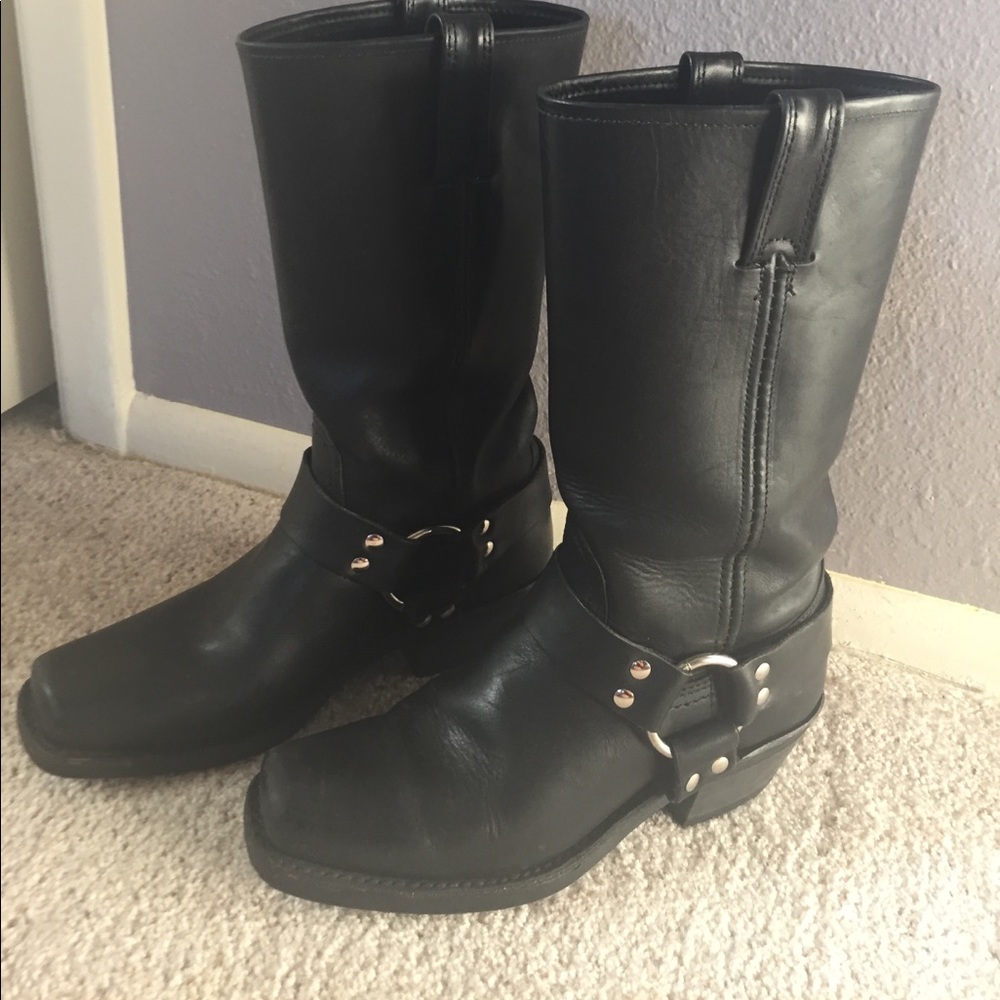 Black Frye Harness Boots.