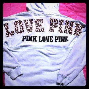 Mint leopard graphic pink hoodie