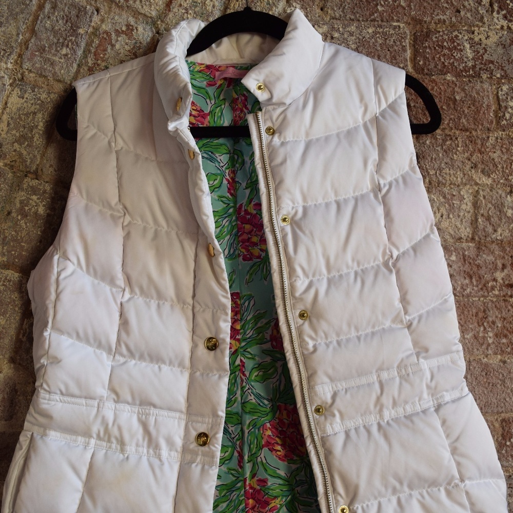 White Lilly Pulitzer Puffer Vest