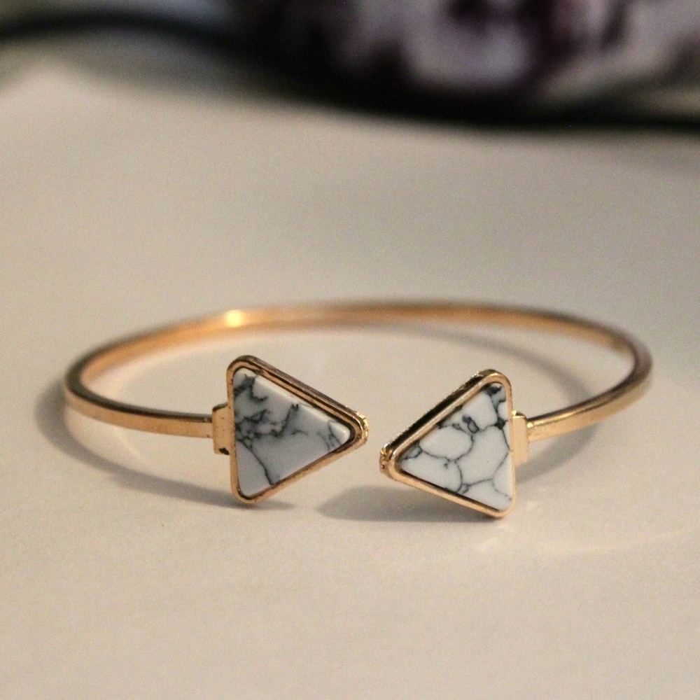 Dainty Marble Arrow/Triangle Cuff Bracelet