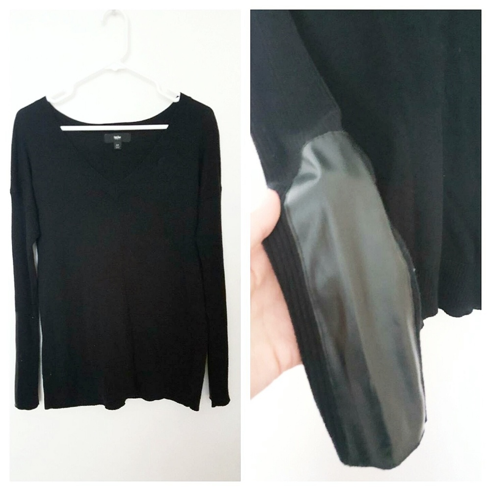 Sweater with faux leather pads