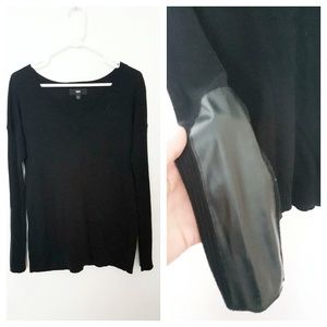 Sweater with faux leather pads