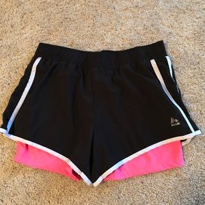 Reebok Pink and Black Workout Shorts