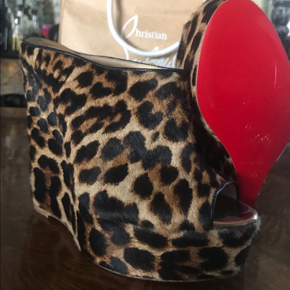 100% Authentic Christian Louboutin Leopard wedge