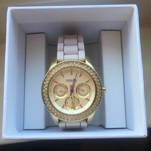 Lavender rhinestone fossil watch