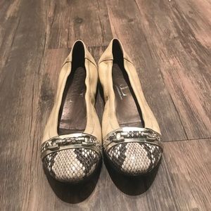 AGL Snakeskin nude flats