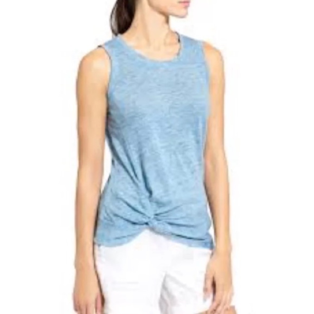 Athleta Knot Zephyr Tank Top Blue Small Heathered
