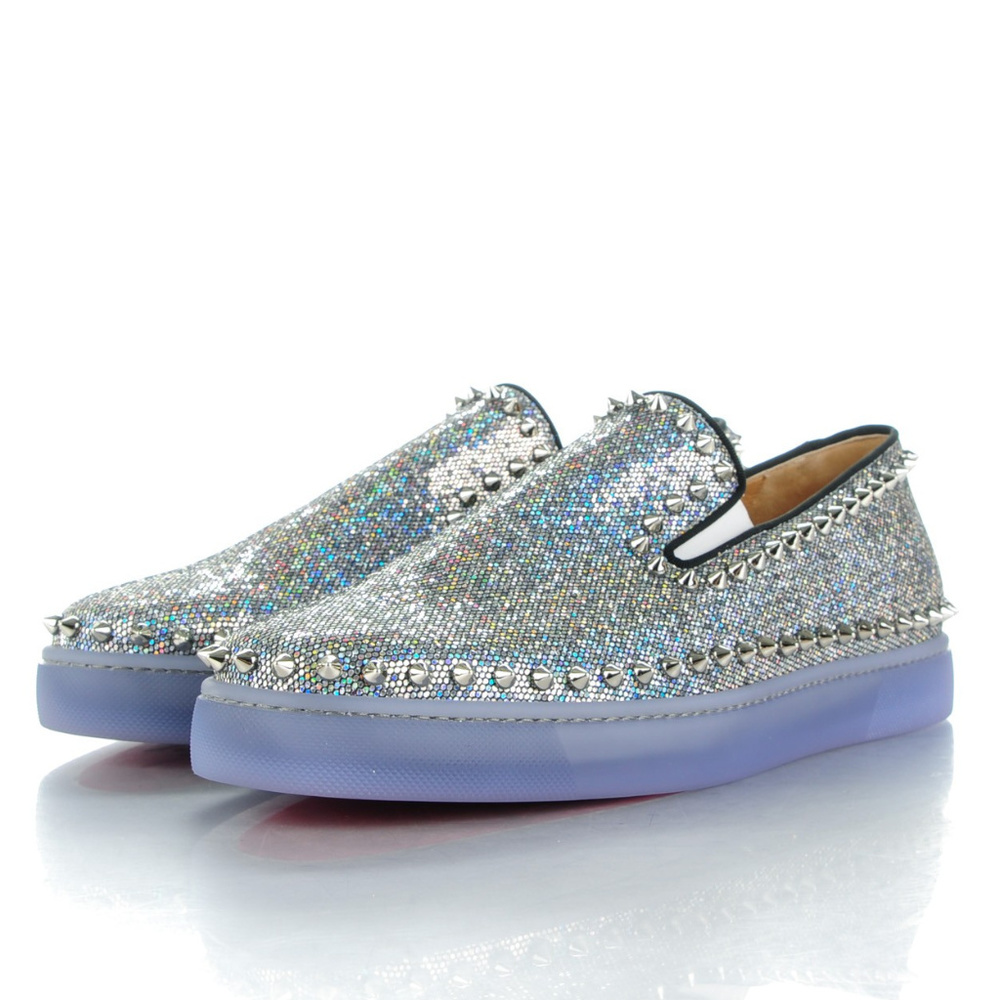 Christian Louboutin Silver Pik Boat Flat Size 10.5
