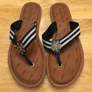 Nautica Navy/White Nautical Flip Flops