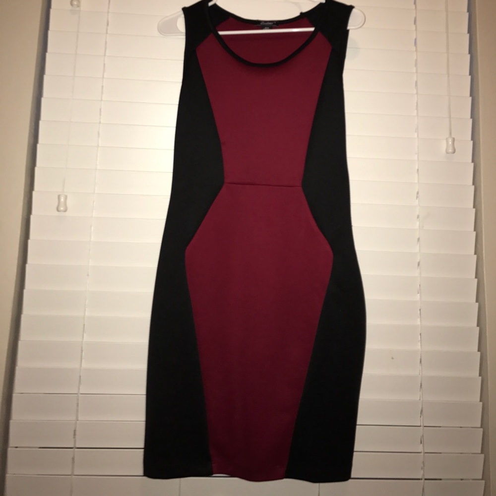 Burgundy and black dress