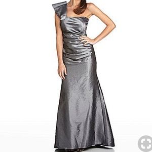 Nightway Taffeta One-shoulder Gown