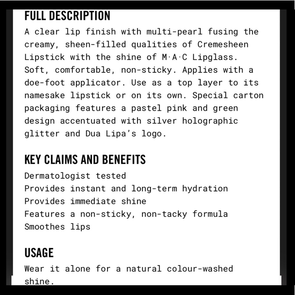 Mac DUA LIPA Cremesheen Glass Gloss Soldout NEW - Picture 6 of 8