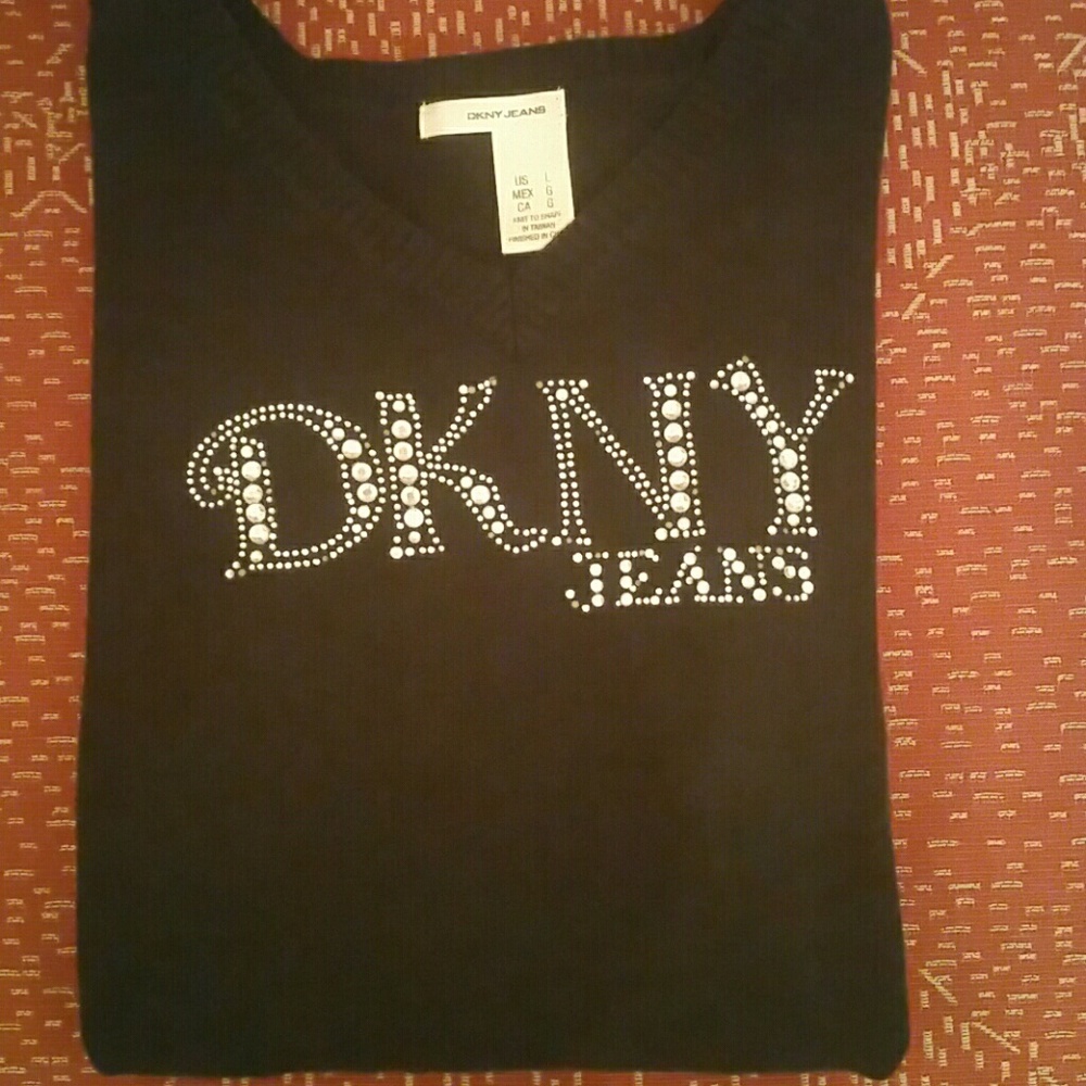 DKNY V-NECK BLACK KNIT