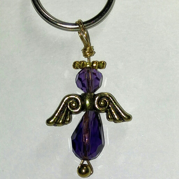 #0109 Deep Purple Swarovski Angel Key Ring - Picture 2 of 2