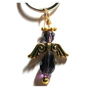 #0109 Deep Purple Swarovski Angel Key Ring
