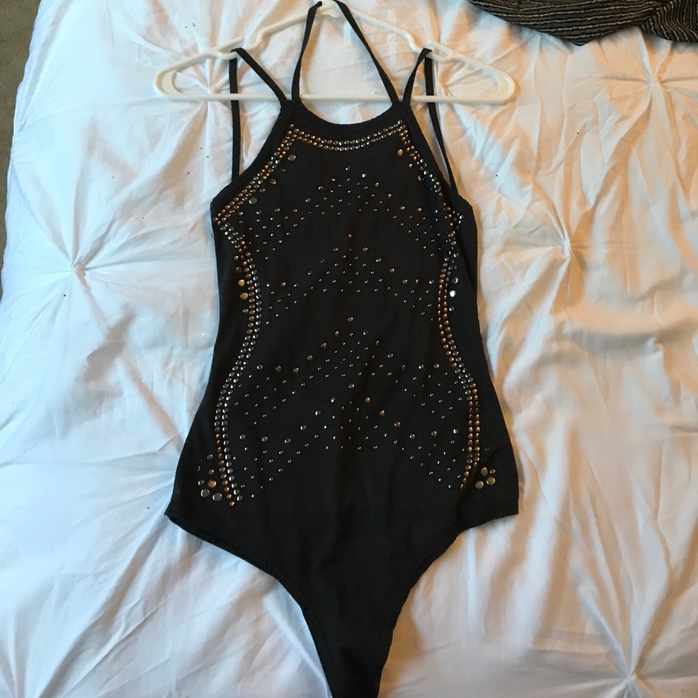 Black, studded leotard
