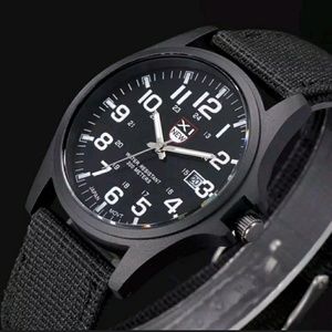 New military men watch leather army outdoor quartz