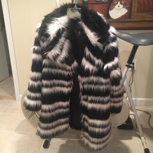 Forever 21 black and white faux fur coat