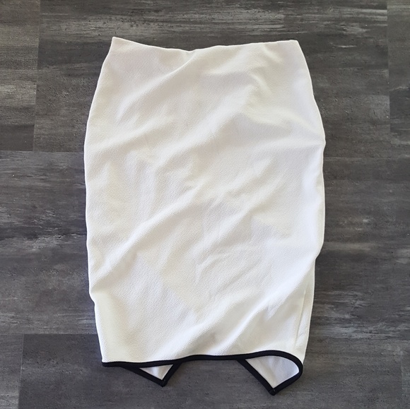 White Black Trim Asymmetrical Midi - Picture 2 of 3