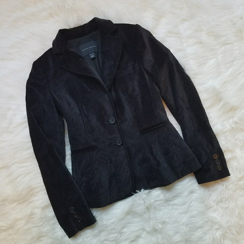 Banana Republic Black Pinstripe Velvet Blazer