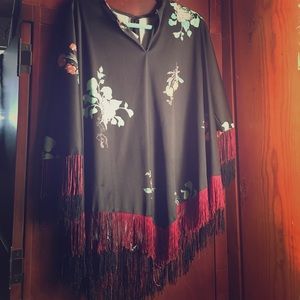 Floral Vintage Top w Fringe