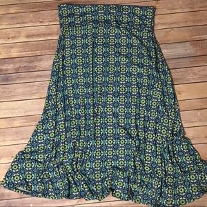 Lularoe XL Maxi Skirt Green Blue Geometric Print
