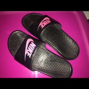 Pink and Black Nike Slides Sandals Flip flops