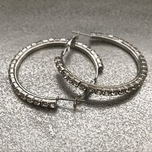 Silver Rhinestone Hoop Earrings