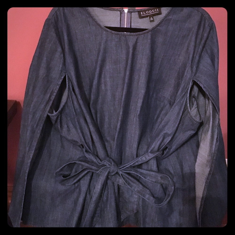 ELOQUII Chambray Cape Blouse!