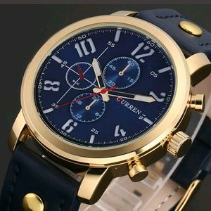 New men watch military fashion leather analog