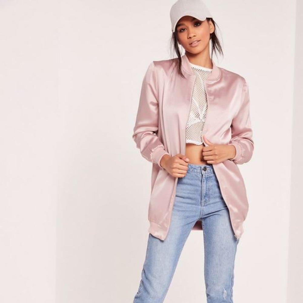 Satin Bomber Jacket Mauve blush