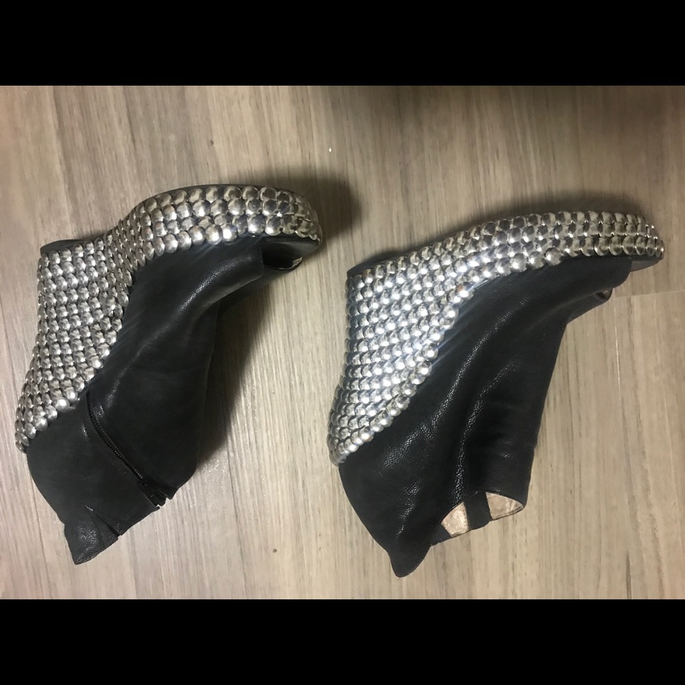Black leather studded Rockstar Platforms