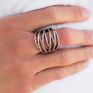 Copper rhinestone adjustable ring